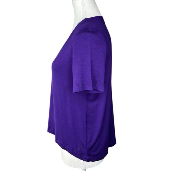 Betabrand Women’s NWOT Purple V-Neck Short Sleeve Hi-Low T-Shirt Extra Small/C36 - Picture 2 of 11